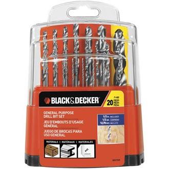 black decker 71 002 20 piece general purpose drill bit set CSI